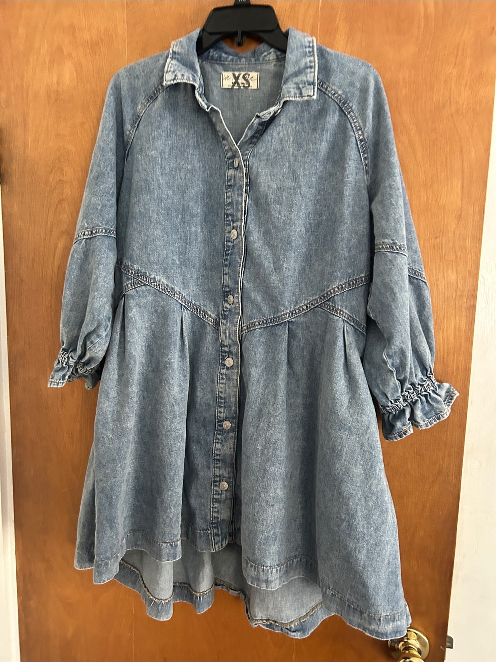 We The Free Hannah Denim Mini Dress - Light Blue - Picture 4 of 8